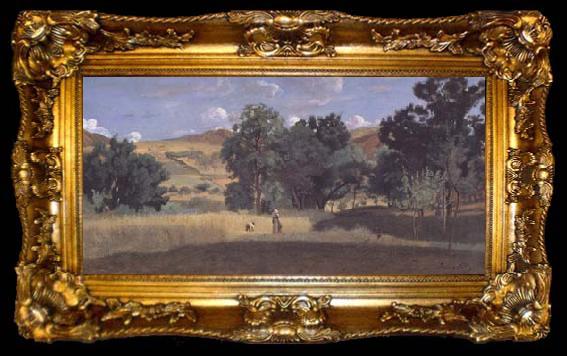 framed  Jean Baptiste Camille  Corot Moisson dans une vallee (mk11), ta009-2